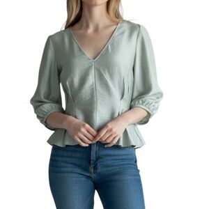 Club Monaco V-neck Long Sleeve Blouse Sage
